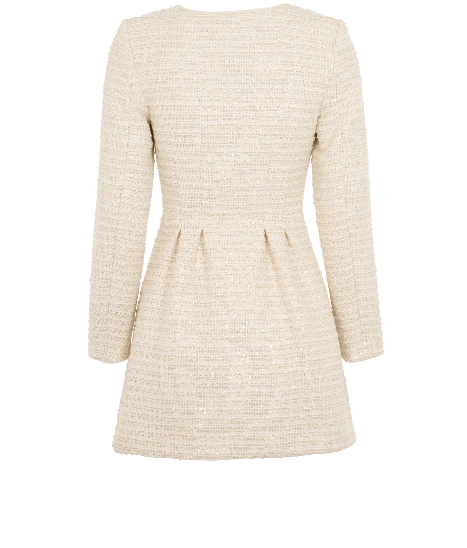 Self-Portrait Floral-Embroidered Sequin Boucle Mini Dress, &pound;110, Clothing, Cream, Sequins, Back view