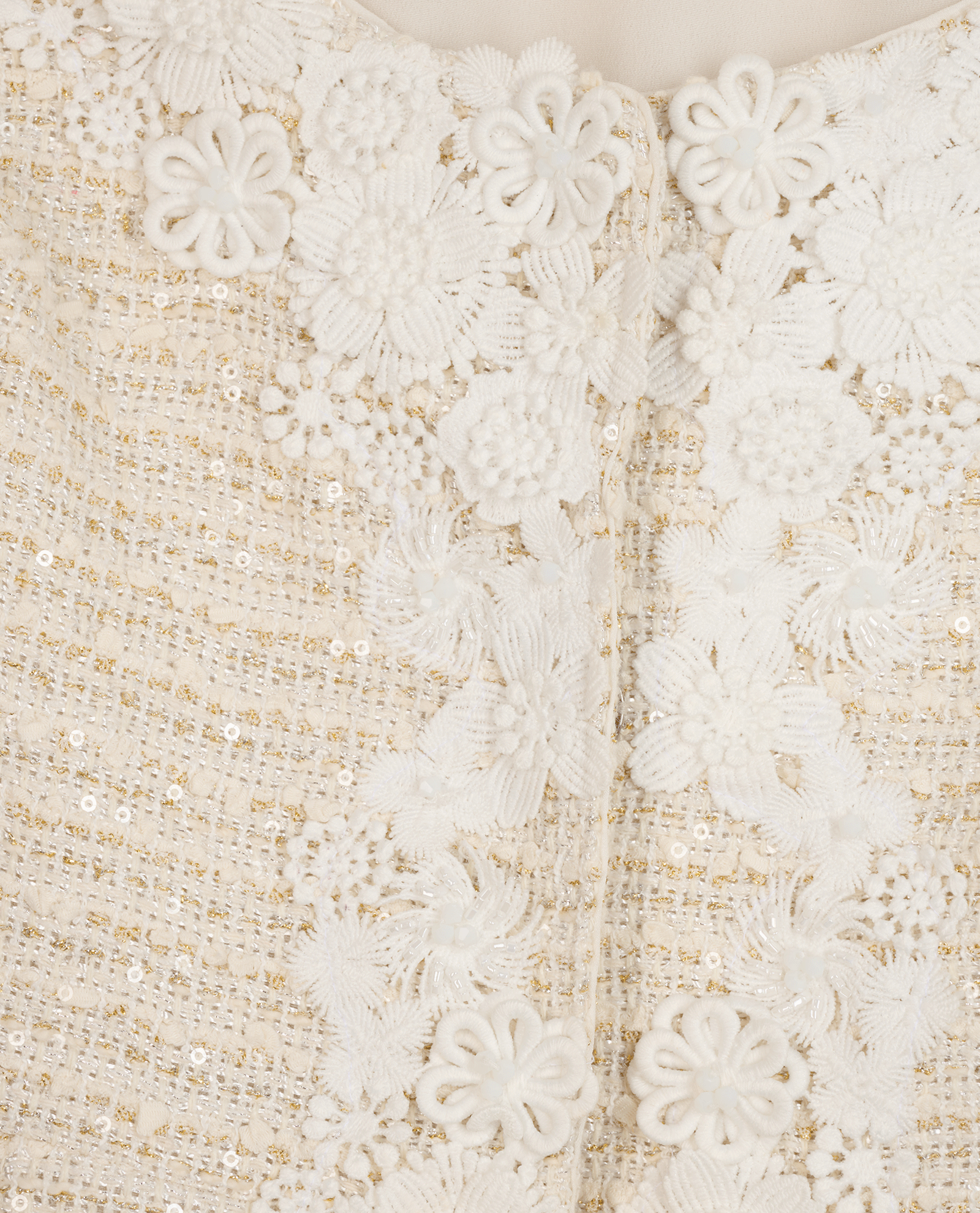 Self-Portrait Floral-Embroidered Sequin Boucle Mini Dress, &pound;110, Clothing, Cream, Sequins, Other view