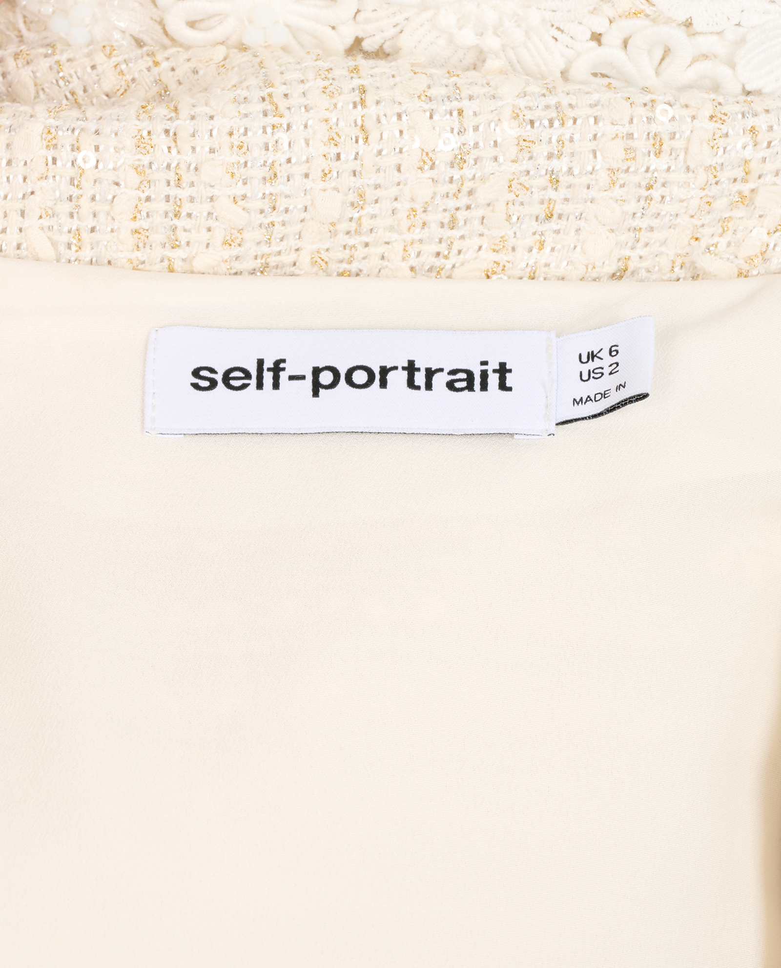 Self-Portrait Floral-Embroidered Sequin Boucle Mini Dress, &pound;110, Clothing, Cream, Sequins, Other view