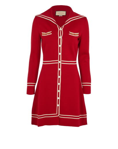 Gucci Contrast Trim Dress, &pound;320, Clothing, Red, Wool, Front view