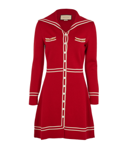 Gucci Contrast Trim Dress, Wool, Red, Sz S, 2*