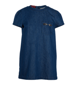 Gucci Horsebit Stone Washed Mini Dress, Cotton, Blue, UK 10, 3*