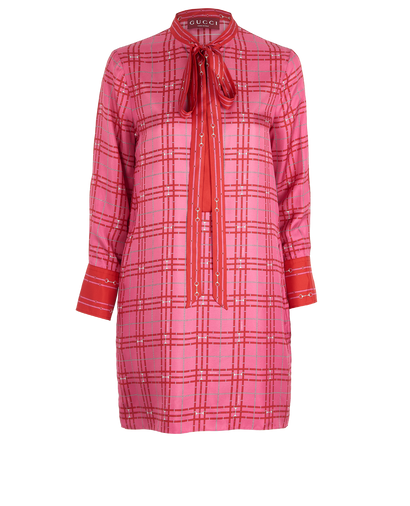 Gucci Printed Twill Dress, £495, Clothing, Pink/Red, Silk, Front view