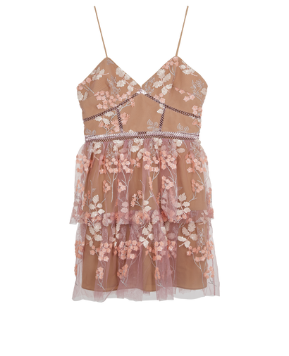 Self-Portrait Floral Embellished Dress, &pound;110, Clothing, Pink, Polyester (Polymer), Front view