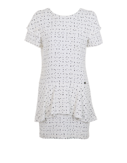 Chanel Tweed Mini Dress, Cotton, White/Black, UK12, 2*