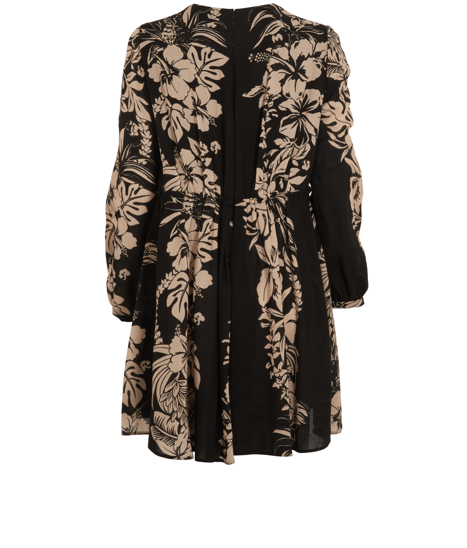 Valentino Flower Print Dress, &pound;395, Clothing, Beige/Black, Wool, Back view
