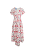 Prada Floral Midi Dress, &pound;350, Clothing, Pink/White, Viscose, Front view