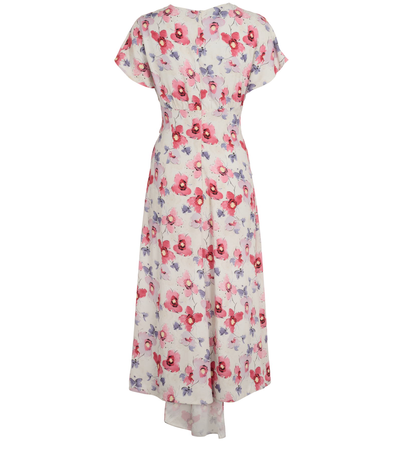 Prada Floral Midi Dress, &pound;350, Clothing, Pink/White, Viscose, Back view