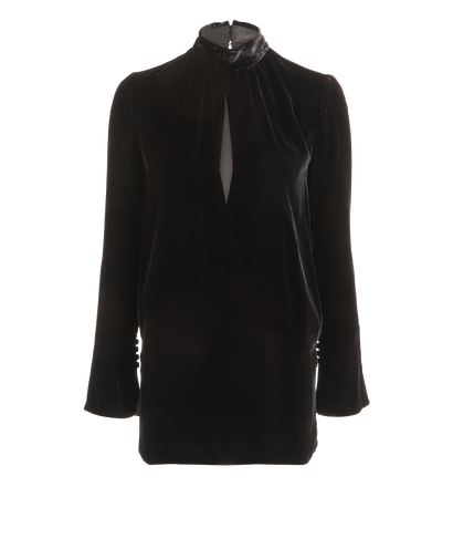 Saint Laurent Velvet Mini Dress, &pound;330, Clothing, Black, Silk/Viscose, Front view