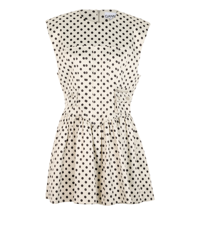 Ganni Polka-Dot Corset Mini Dress, &pound;110, Clothing, Black/White, Polyester Mix, Front view