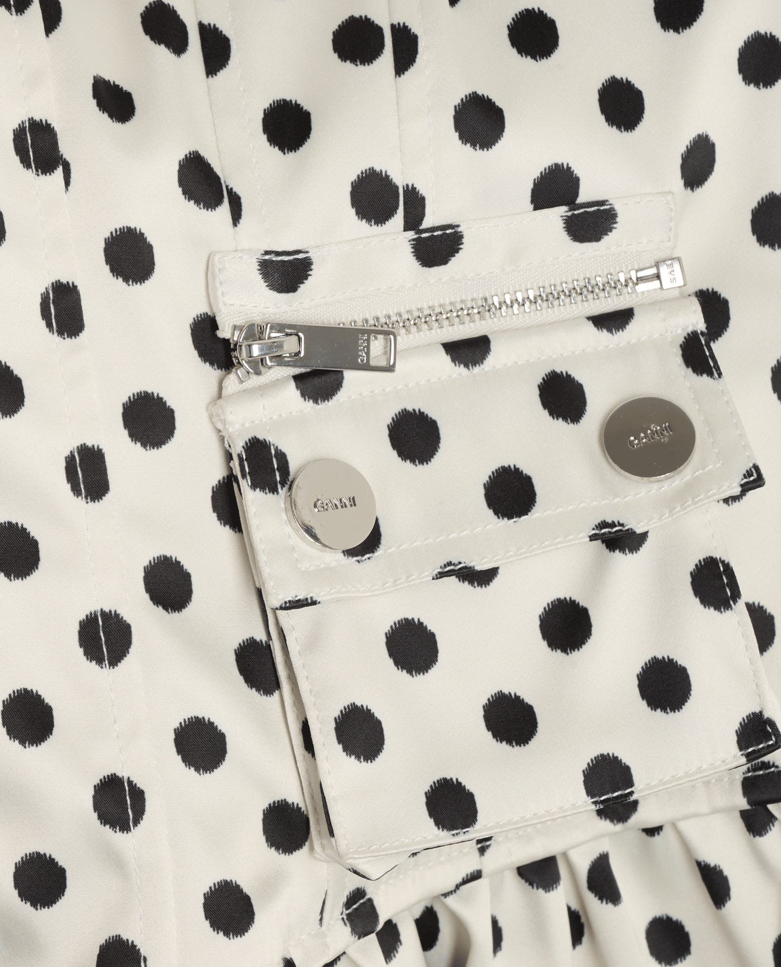 Ganni Polka-Dot Corset Mini Dress, &pound;110, Clothing, Black/White, Polyester Mix, Other view