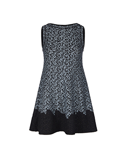 Alaia Knitted Dress, Viscose, Black/Blue, UK 8