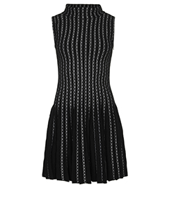 Alaia High Neck Dress, Wool/Polyamide, Black/White, 10, 3*