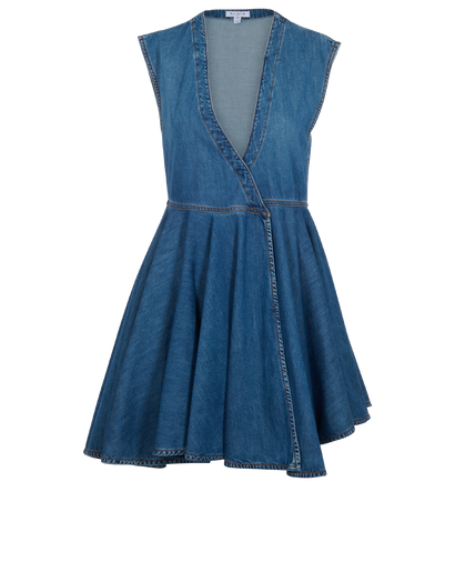 Alaia Asymmetric Wrap-Effect Denim Sleeveless Mini Dress, &pound;395, Clothing, Blue, Cotton/Denim, Front view