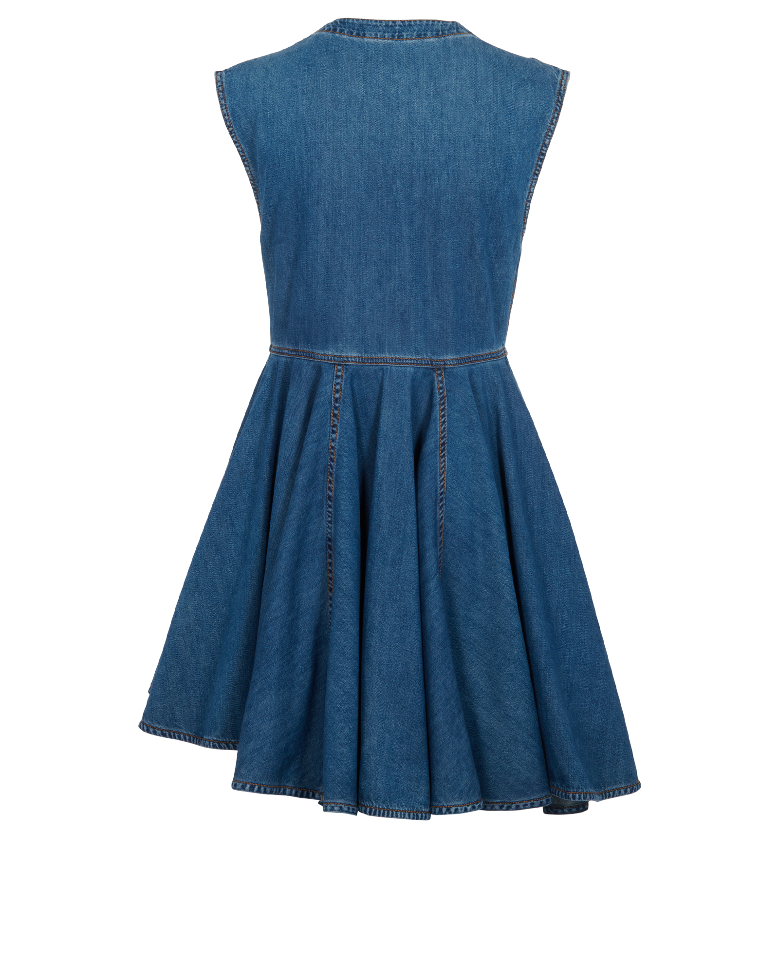Alaia Asymmetric Wrap-Effect Denim Sleeveless Mini Dress, &pound;395, Clothing, Blue, Cotton/Denim, Back view