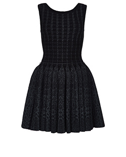 Alaia Sleeveless Skater Dress, Viscose/Wool, Black/Grey, UK 10