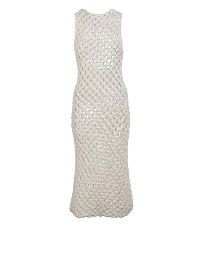 Alaia Open-Knit Maxi Dress, &pound;550, Clothing, White, Cotton/Polyester (Polymer), Front view