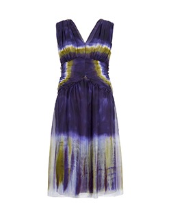 Alberta Ferretti Dip Dye Dress, Silk, Navy/Khaki, UK 8