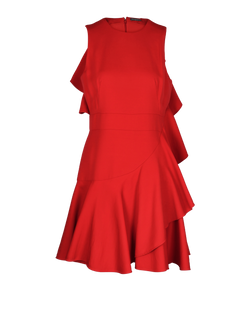 Alexander McQueen Ruffle Dress, Wool/Polymide, Red, UK12, 3*