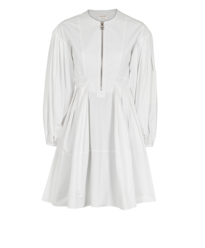 Alexander McQueen Pleated Mini Dress, £220, Clothing, White, Cotton, Front view