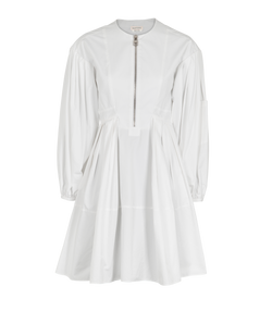 Alexander McQueen Pleated Mini Dress, Cotton, White, UK4, 3*