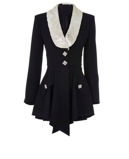 Alessandra Rich Blazer Mini Dress, &pound;350, Clothing, Black, Wool, Front view