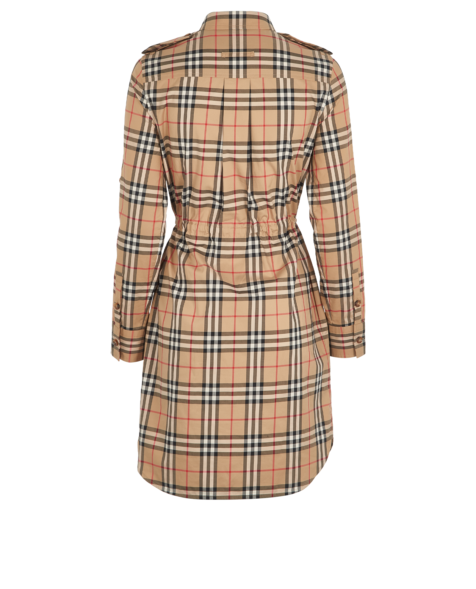 Burberry Tie-Waist Check Dress, &pound;295, Clothing, Beige, Cotton, Back view