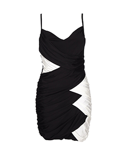 Balmain Zip Front Dress, Viscose, Black/White, UK12