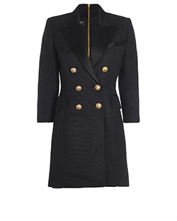 Balmain Zipped Double Breasted Jacket Dress, Viscose, Black, UK12, 3*