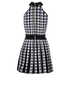 Balmain Houndstooth Pleated Dress, &pound;495, Clothing, Black/White, Viscose, Back view