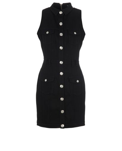 Balmain Sleeveless Denim Dress, &pound;150, Clothing, Black, Cotton, Front view