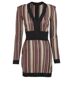 Balmain Striped Dress, Wool, Multi, UK8, 3*