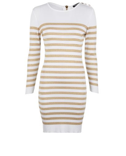 Balmain Striped Button Detail Dress, front view