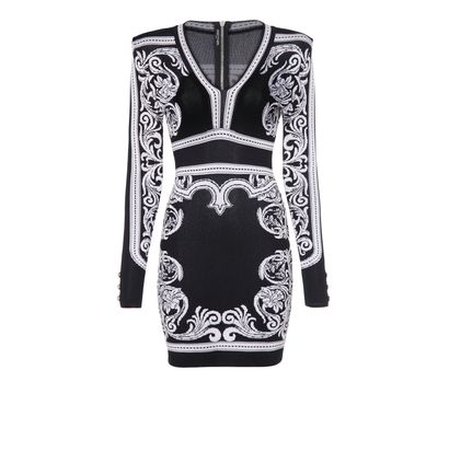 Balmain Baroque Bodycon Mini Dress, front view