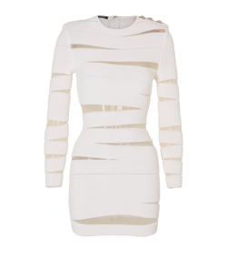 Balmain Bodycon Dress, Viscose, White, UK8, 1*