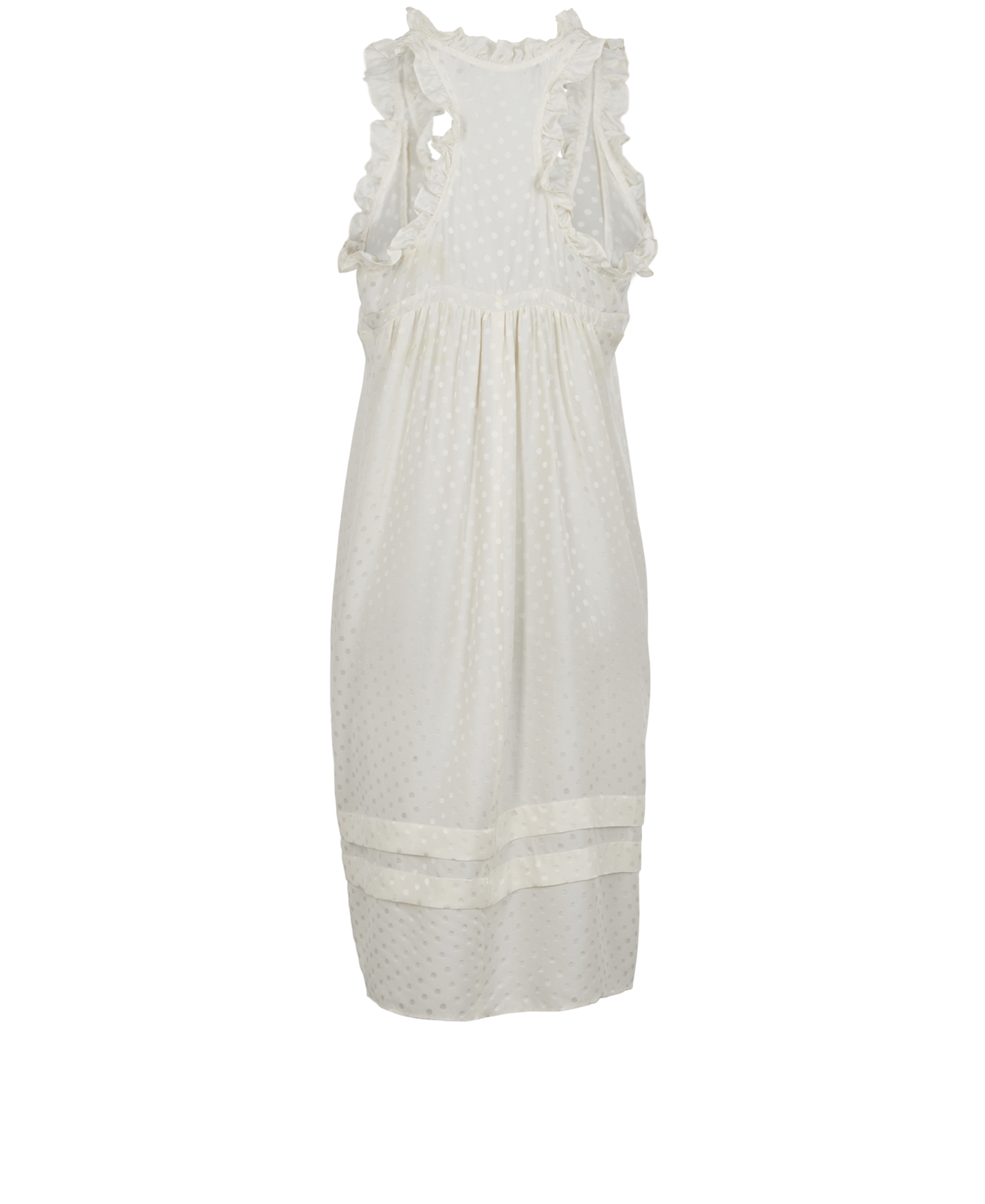 Balenciaga Ruffled Polka Dot Sleeveless Dress, &pound;140, Clothing, White, Silk, Back view