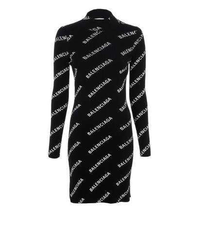 Balenciaga Logo Long Sleeve Dress, front view