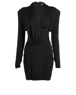 Balmain Ruched Dress, Viscose, Black, UK8, 3*