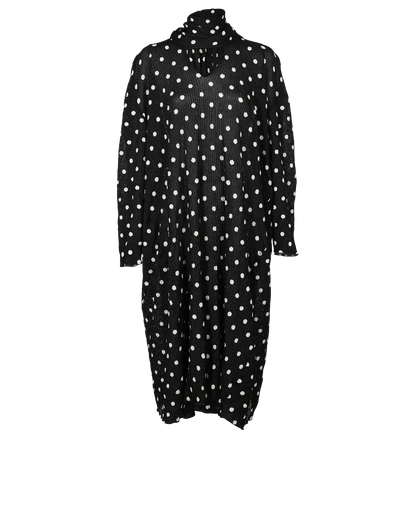 Balenciaga Oversized Polka Dots Tie-Neck Dress, £220, Clothing, Black, Viscose, Front view