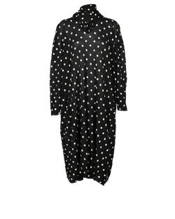 Balenciaga Oversized Polka Dots Tie-Neck Dress,Viscose/Metal,Blk,Sz XS,3*