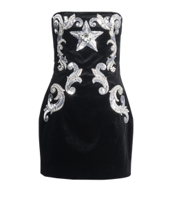 Balmain Sequin Embroidered Dress, Velvet, Black, UK 10, 3*