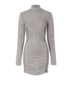 Balmain Bodycon Dress, Viscose, Grey, UK10, 2*