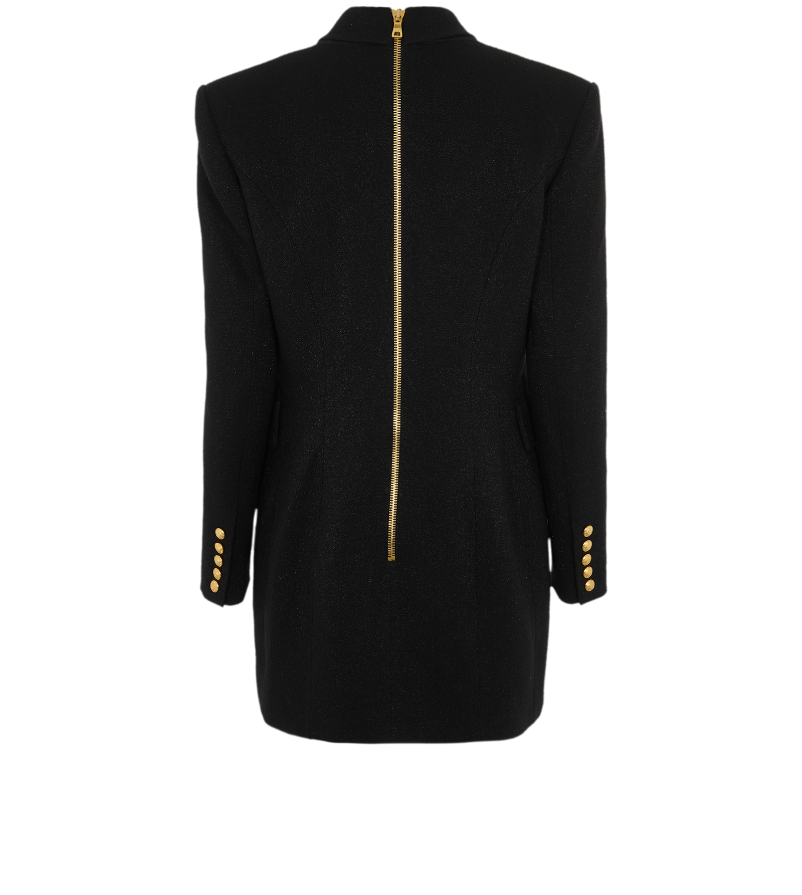 Balmain Zipped Double Breasted Jacket Dress, &pound;520, Clothing, Black, Wool, Back view