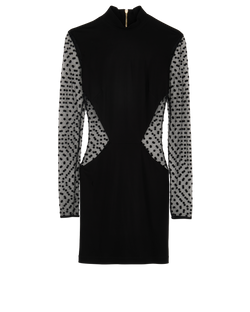 Balmain Mesh Cutout Dress, Polyamide, Black, UK8, 2*