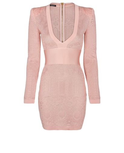 Balmain Pink Fitted Mini Dress, front view