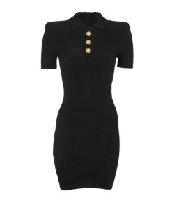 Balmain Polo Dress, Viscose, Black, UK8, 2*