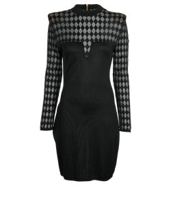 Balmain Mini Dress, Viscose, Black, UK14, 2*