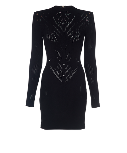 Balmain Stretchy Jacquard Dress, front view