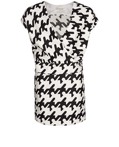 Balenciaga Shortsleeve Printed Dress, front view