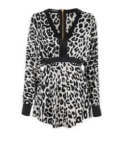 Balmain Animal Print Mini Dress, Silk, Black/White, UK8, 3*